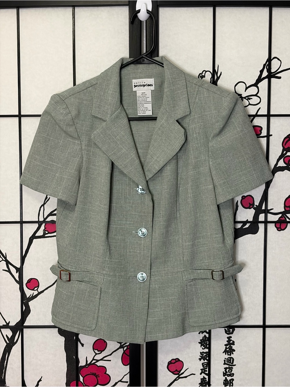 Perceptions Short Sleeve Tailored Jacket in Light Sage